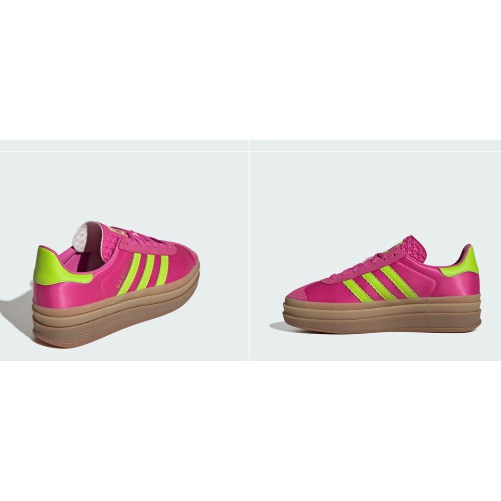 Adidas Gazelle Bold Lucid Pink Lucid Lemon Gum Platform Sneakers Womens 6.5 NEW - Picture 3 of 5